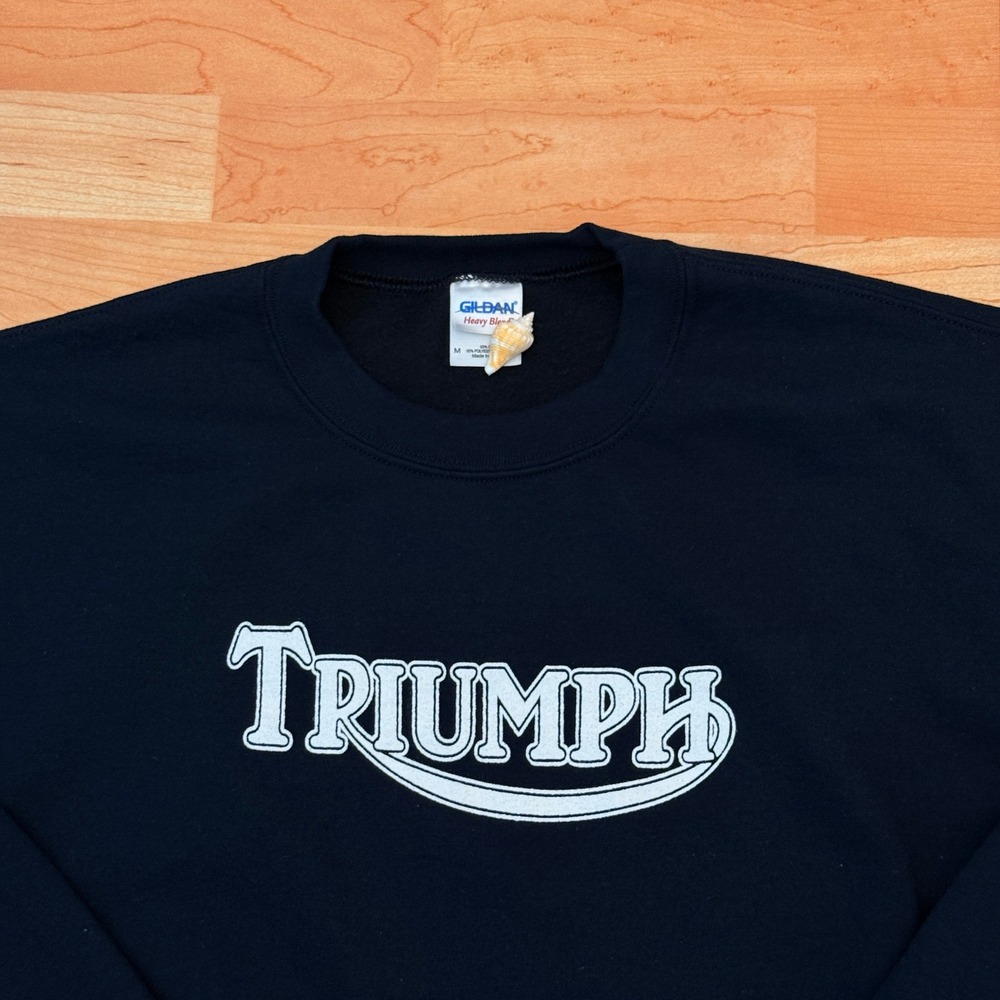 Vintage Triumph Motorcycles Graphic Crewneck Sweatshirt Black Mens Medium Gildan - Picture 3 of 8